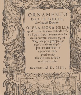 Ornamento delle belle & virtuose donne, title page (recto), 1554.