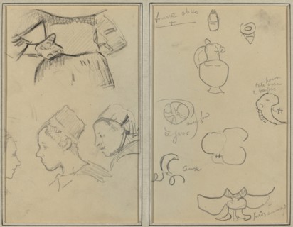 Four Studies of Breton Women; Shapes and Vases [verso], 1884-1888.