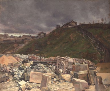 Laying cobblestones in Montmartre (landscape with a cart), 1889.