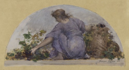 Sketch for the dining room of the Hotel de Ville, Harvest, c1893.