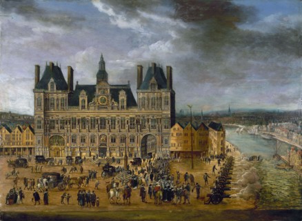Place de Greve and Hotel de Ville, during a public holiday, around 1640.