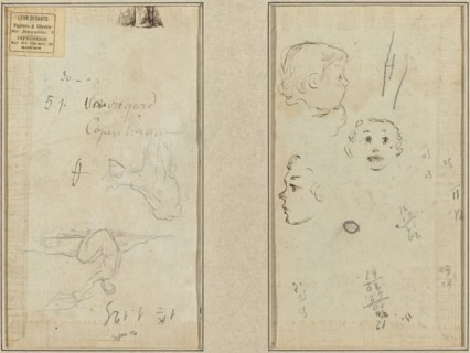 Seated Figure and a Cow; Three Studies of a Child's Head, 1884-1888.