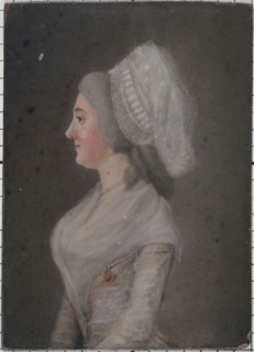 Portrait of a woman from the revolutionary period, between 1789 and 1799.