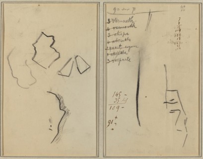 A Profile and Four Shapes; Sketch of a Man's Head [recto], 1884-1888.