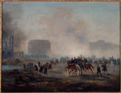 The Rotonde de la Villette surrounded by Versailles troops, 1871.