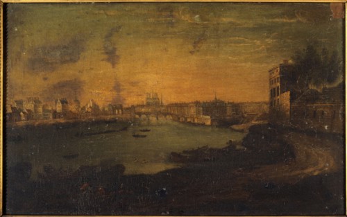 View of ile Saint-Louis and ile de la Cite, from the tip of Arsenal, c1750.