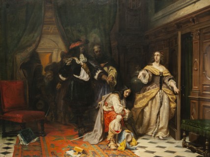 Queen Christina of Sweden and Monaldeschi, 1853. Found in the collection of the Göteborg Konstmuseum.