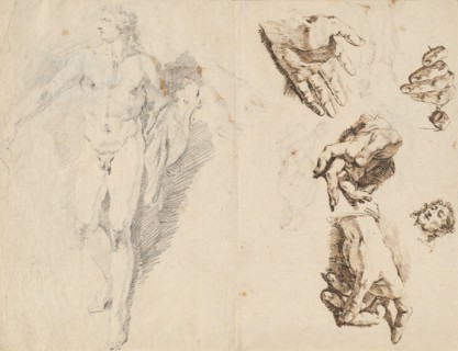 Apollo and Studies of the Artist's Own Hand [recto], 1730/1732.