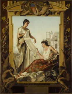 Allegory of construction of the new Hotel de Ville, 1881.
