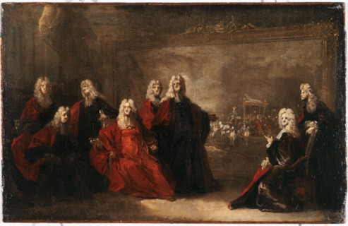 Sketch for aldermen celebrating the arrival of the infant, 1722.