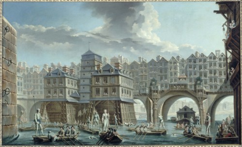 Sailors' joust, between Notre-Dame bridge and the Pont au Change, 1756.
