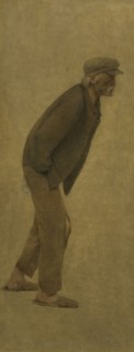 La Bouchée de pain : homme courbé en avant, mains dans les poches, c.1904.