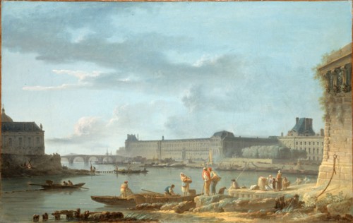 Pont Royal and the Louvre, seen from the Pont-Neuf embankment, c1780.