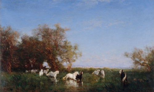 Chevaux sauvages en Camargue, between 1890 and 1895.