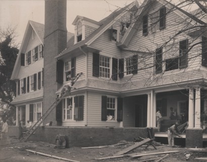 Students at work on a house built largely by them, 1899 or 1900. Hampton Institute, Hampton, Va.