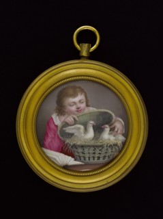 Jeune garçon tenant un panier enfermant deux pigeons, between 1770 and 1790.