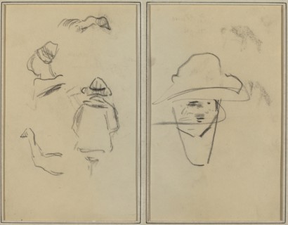 Two Breton Figures and Studies of Two Geese; Man Wearing Hat [verso], 1884-1888.