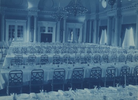 Willard Hotel ballroom arranged for a banquet, between 1901 and 1910.