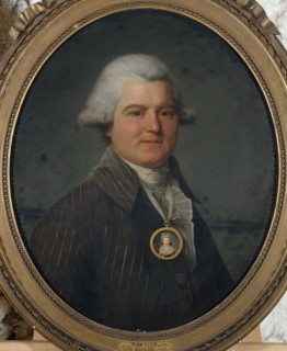 Portrait d'homme portant en sautoir un médaillon à l'effigie de sa femme, 1792.