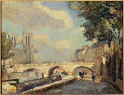 Saint-Michel and Notre-Dame bridges, seen from Quai des Grands-Augustins, c1890.