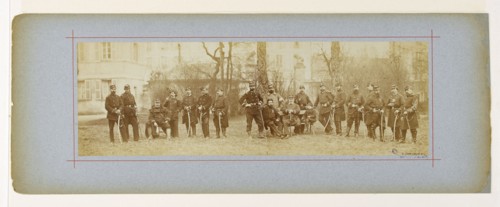Panorama: group portrait of soldiers from the 97th battalion, 1870.