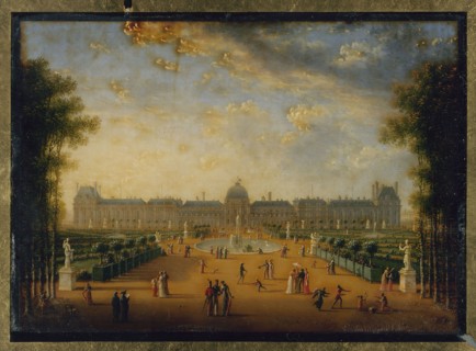 Tuileries Palace, seen from the gardens, current 1st arrondissement, 1818.