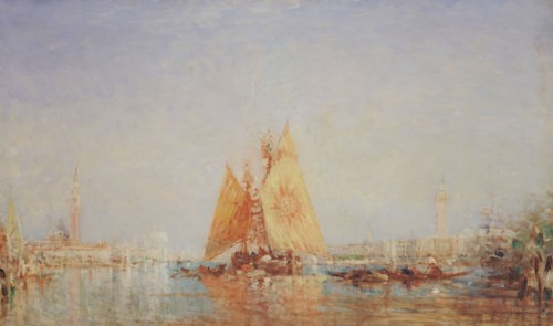 Venise, Trabaccolo à la voile jaune, between 1870 and 1890.