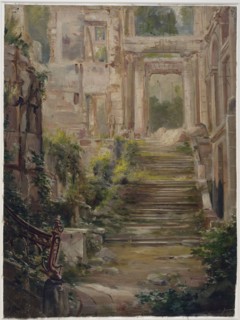 Ruins of the Château de Saint-Cloud: the staircase of honor, c1875.