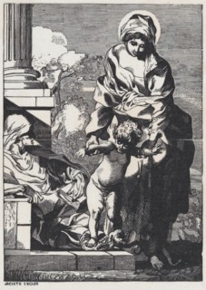 The Madonna helping baby Jesus take his first steps while Elizabeth reclines, ca. 1800-1899. Creator: Anon.