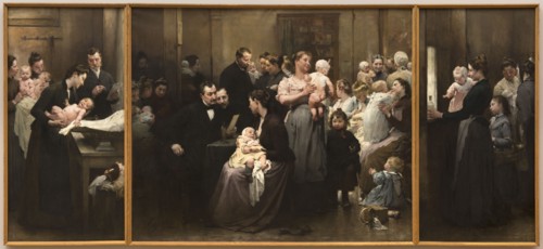 The work of a drop of milk at the Belleville Dispensary (triptych), 1903.