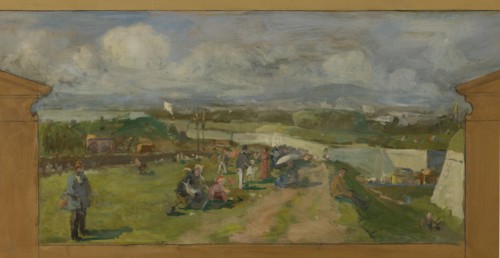 Sketch for the town hall of Vanves. View of Vanves with Fort de Vanves, 1902.
