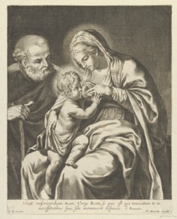 The Virgin nursing the infant Christ, Joseph at left, after Reni, ca. 1600-1700.