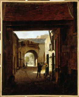 Courtyard of a coaching house, rue Saint-Denis, known as court Sainte-Catherine, c1815.