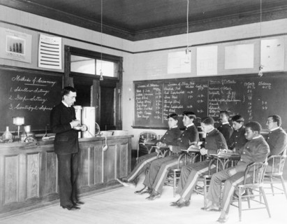 Class in making cream at Hampton Institute, Hampton, Virginia, 1899 and 1900.