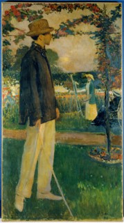 Portrait of Jean Cocteau (1889-1963), writer, in the Garden of Offranville, 1913.