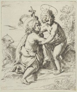 The young Saint John the Baptist kneeling before the young Christ who embraces him, ca. 1600-1640. Creator: Anon.