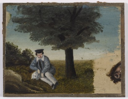 Autoportrait de Gustave Courbet à l'âge de quatorze ans ; fragment de tête barbue, c1833.