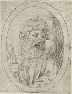Saint Paul holding a sword, in an oval frame, from Christ, the Virgin, and Thirteen Apostles, 1600-1640.