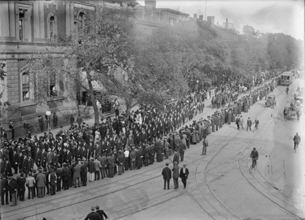 Schley, Winfield Scott, Rear Admiral, U.S.N. - Funeral, St. John's Church. Procession, 1911.
