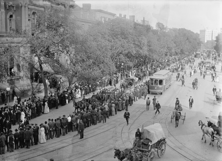Schley, Winfield Scott, Rear Admiral, U.S.N. - Funeral, St. John's Church. Procession, 1911.
