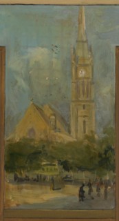 Sketch for the town hall of Vanves. Views of Vanves with the Church of Vanves, 1902.