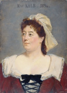 Marie-Caroline Kalb (1854-1930), member of the Comédie-Française, in servant's costume, 1896.