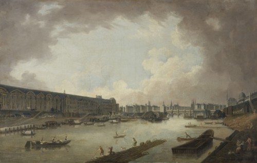 Grande Galerie, the Pont-Neuf and the Ile de la Cite, seen from the Pont Royal, c1775.