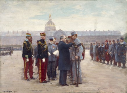Medal ceremony on the Esplanade des Invalides by President Poincare, September 17, 1915.