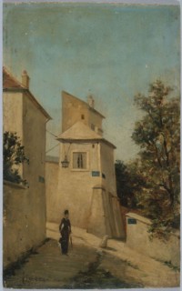 Rue du Mont-Cenis, at the corner of rue Saint-Vincent, in Montmartre, 18th arrondissement, c1870 — 1880.