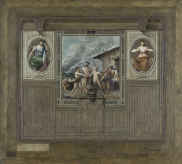 Esquisse pour la mairie du 20ème arrondissement : Patriotisme, Patrie, Dévouement, 1884.