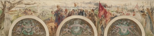 Esquisse pour le salon d'entrée de l'Hôtel de Ville : Paris et les Hautes Epoques ; L'époque gallo-franque, 1892.