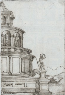 Termae Deocletiani, from a Series of Prints depicting (reconstructed) Build..., Plate ca. 1530-1550. Creator: Master GA.