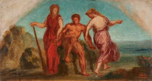 Esquisse pour le salon de la Paix de l'Hôtel de Ville de Paris : Hercule entre..., c.1852-1854. Creator: Pierre Andrieu.