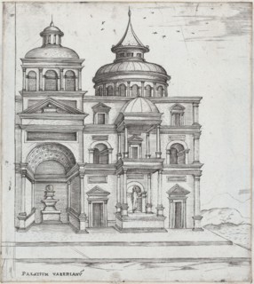 Palatium Valerianu[m], from a series of prints depicting (reconstructed) Bu..., Plate ca. 1530-1550. Creator: Master GA.